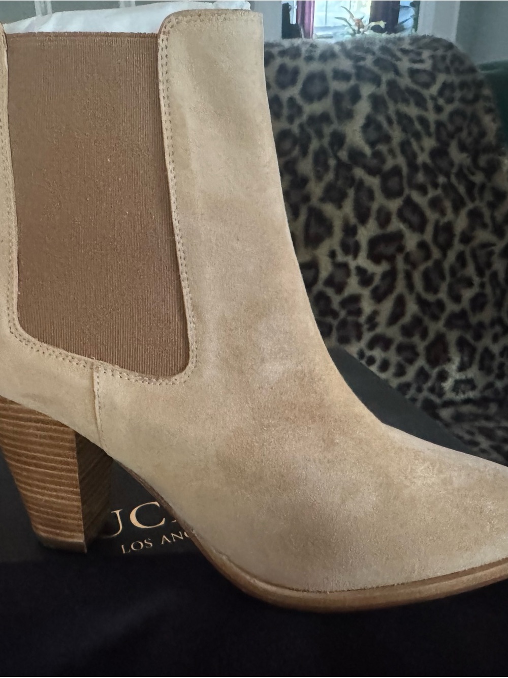 Suede Chelsea Ankle Bootie in Light Beige